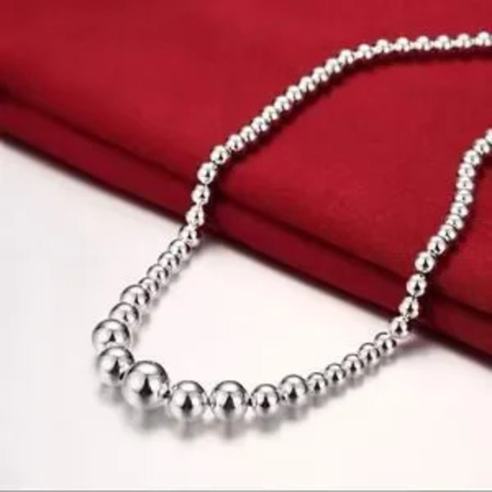 925 Silver Plated Necklace & Bracelet Set Women's Valentine's Birthday Gift NEW